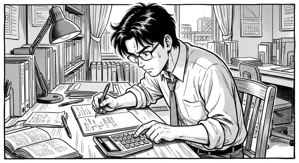 電卓で計算する人