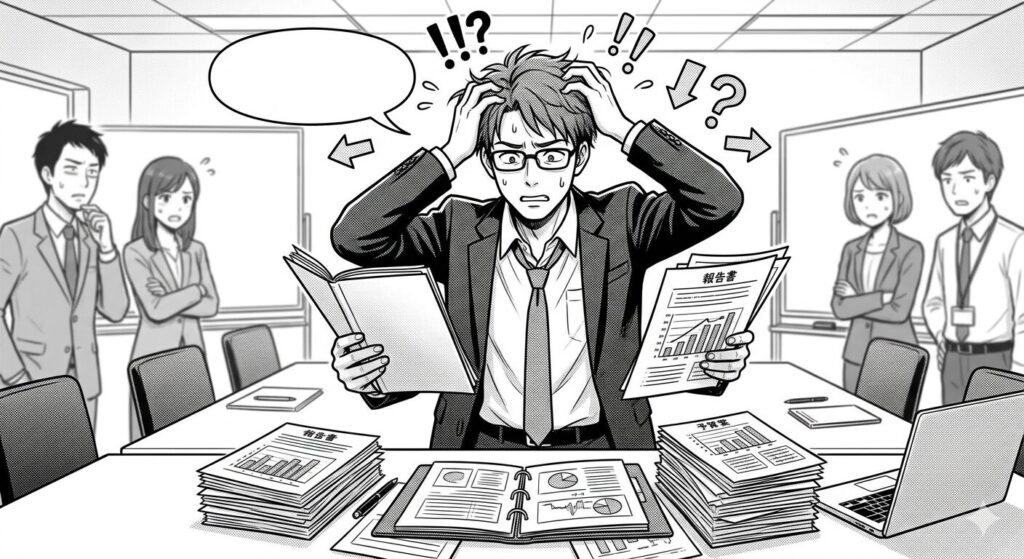 仕事で混乱する男性