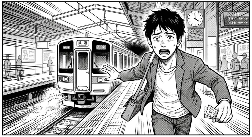 電車に乗り遅れた男性