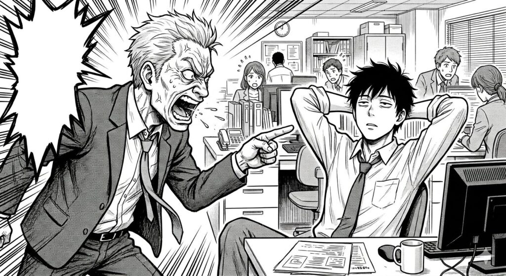 上司に怒られても聞いてない男性